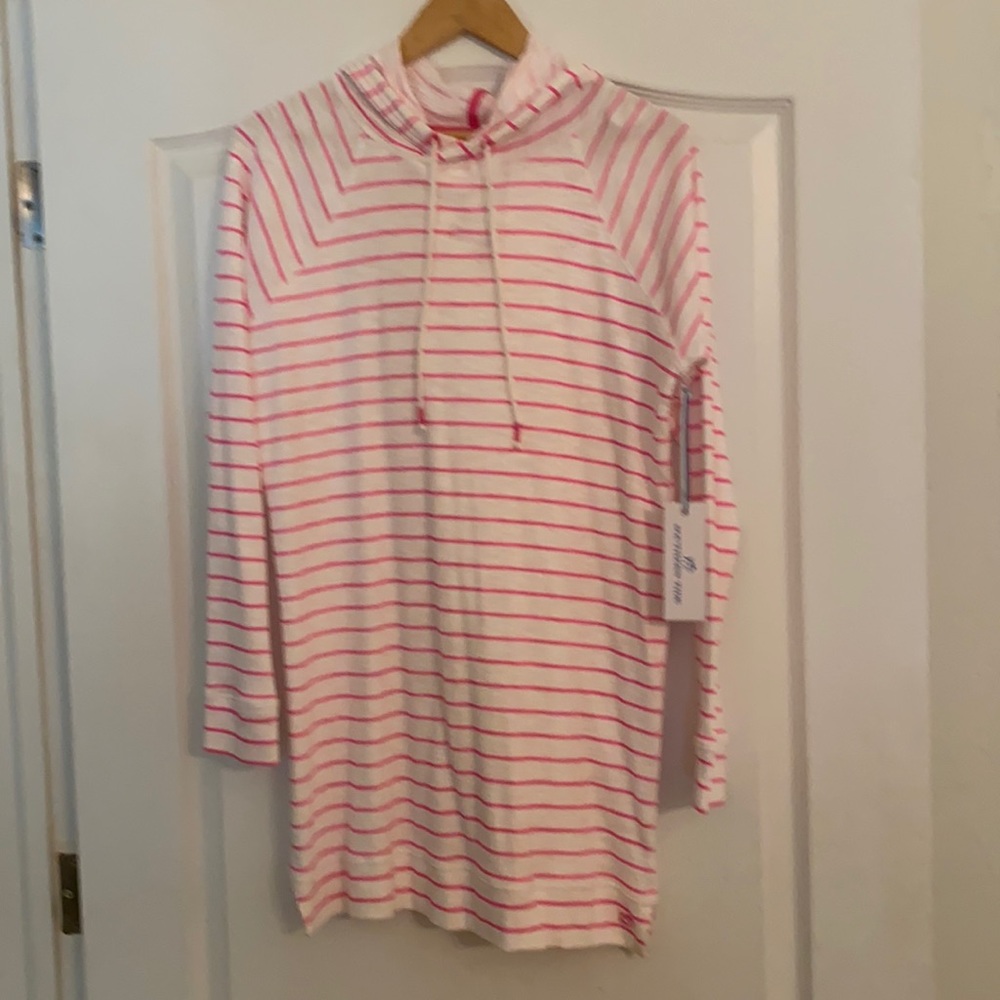 Southern Tide White and Pink Striped Mini Dress/cover up